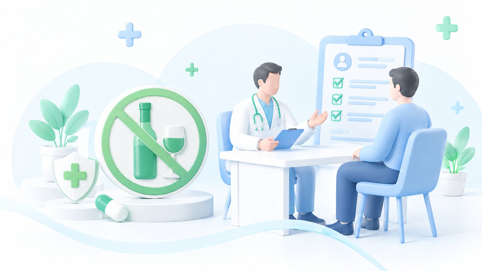 Консультация врача-нарколога с пациентом перед процедурой кодирования от алкоголизма