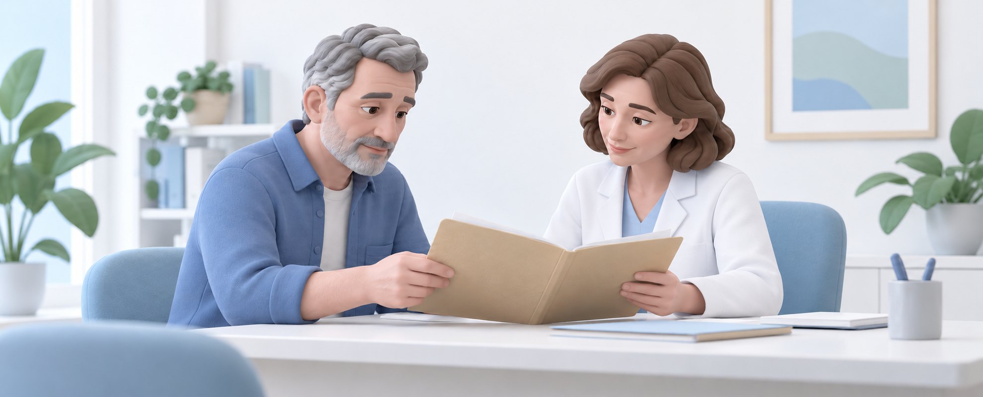 Врач обсуждает с пациентом пересмотр лечения